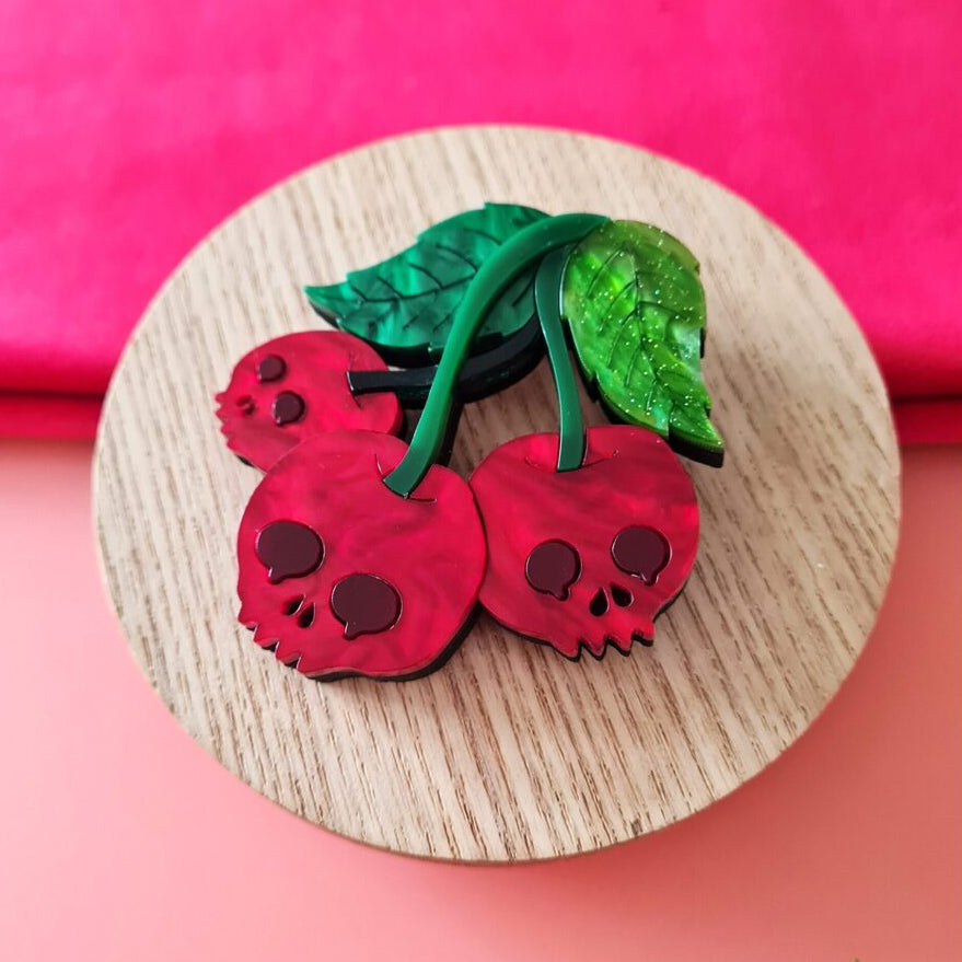 Skull Cherry Brooch by Cherryloco
