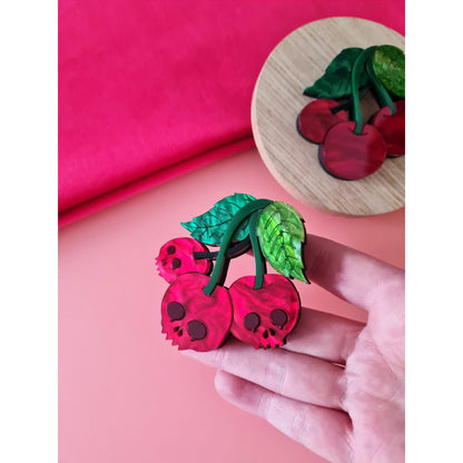 Skull Cherry Brooch by Cherryloco