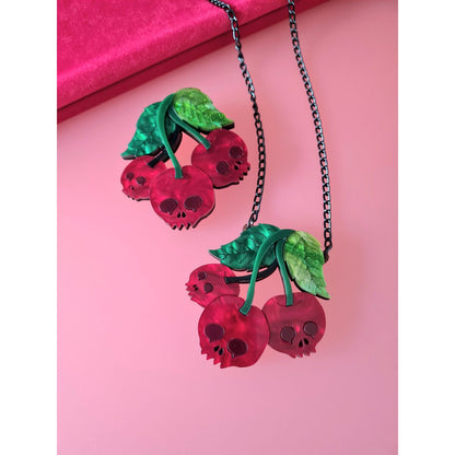 Skull Cherry Brooch by Cherryloco