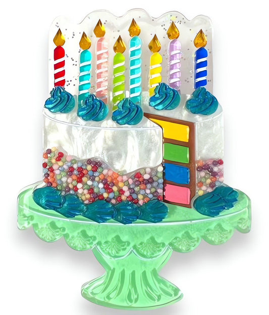 "Slice, Slice Baby" Birthday Cake Brooch by Lipstick & Chrome x Club Eggie Quirks!