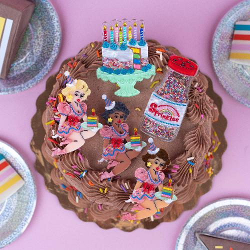 "Slice, Slice Baby" Birthday Cake Brooch by Lipstick & Chrome x Club Eggie Quirks!