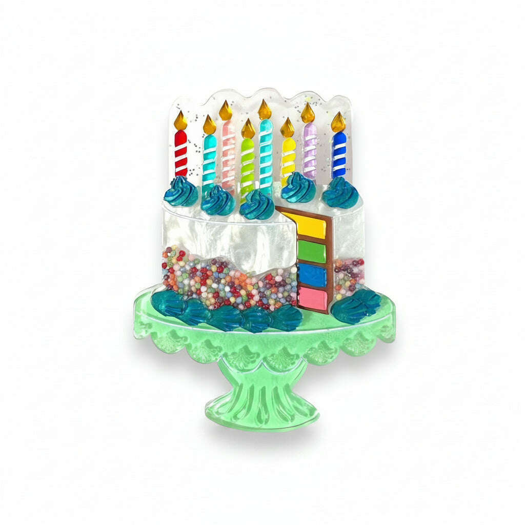 "Slice, Slice Baby" Birthday Cake Brooch by Lipstick & Chrome x Club Eggie