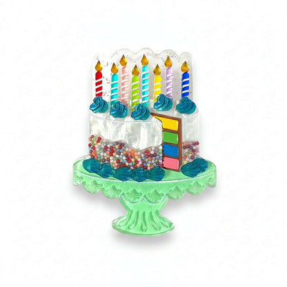 "Slice, Slice Baby" Birthday Cake Brooch by Lipstick & Chrome x Club Eggie