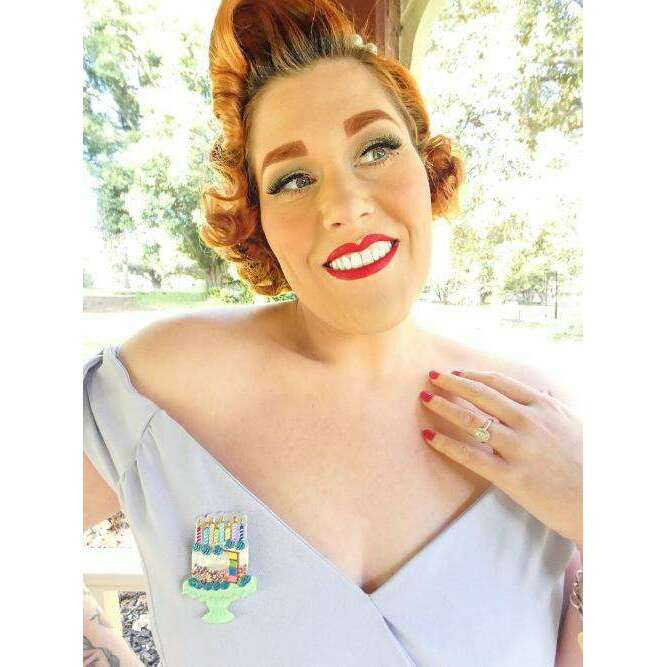 "Slice, Slice Baby" Birthday Cake Brooch by Lipstick & Chrome x Club Eggie