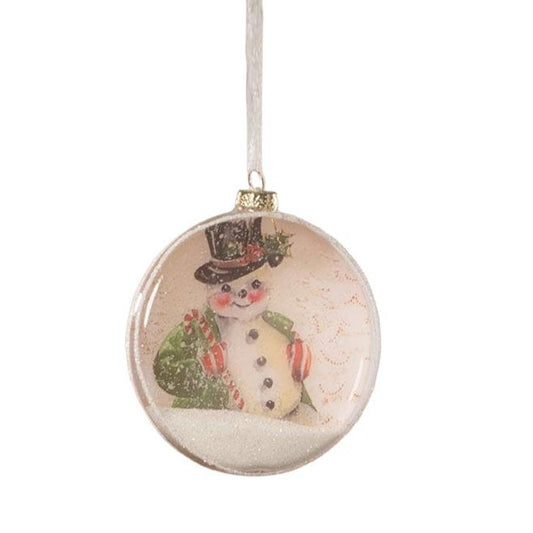 Snowman Glass Disk Ornament by Bethany Lowe Designs Quirks!