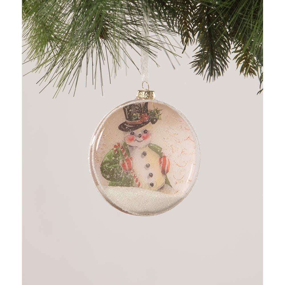 Snowman Glass Disk Ornament by Bethany Lowe Designs Quirks!