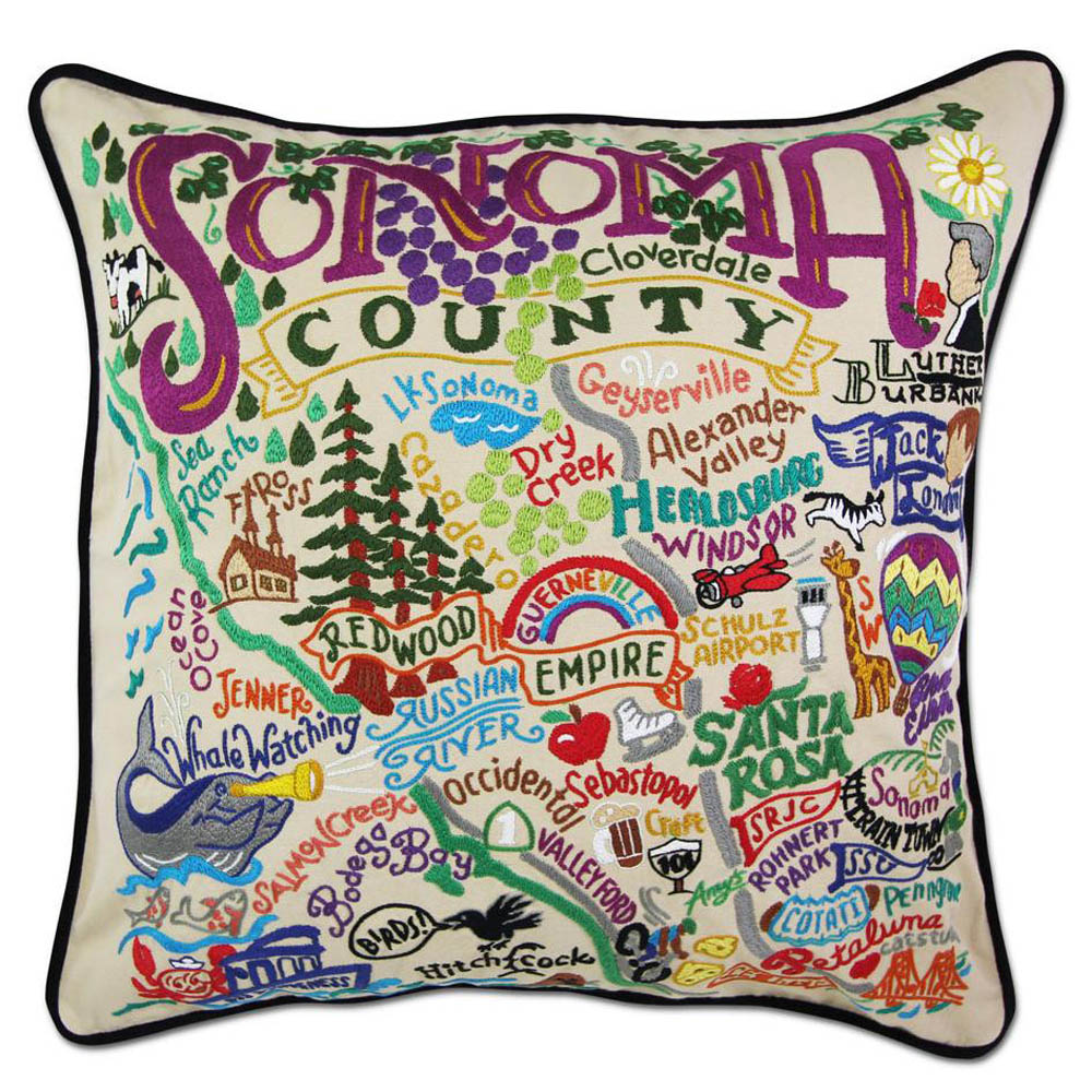Sonoma County Hand-Embroidered Pillow by CatStudio Quirks!