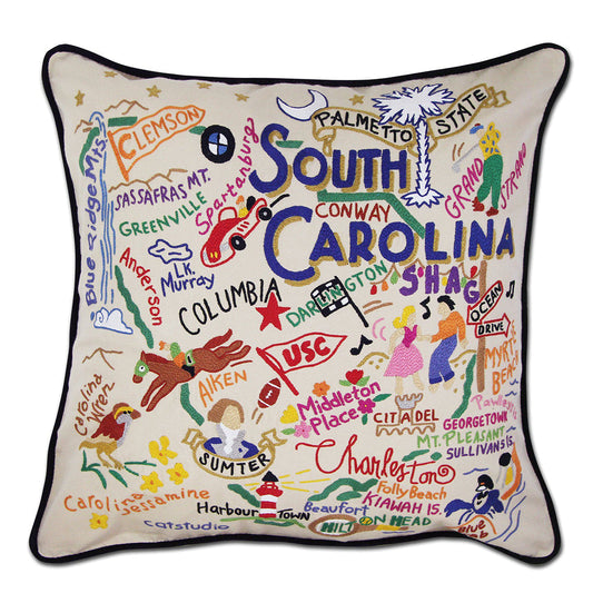 South Carolina Hand-Embroidered Pillow Quirks!