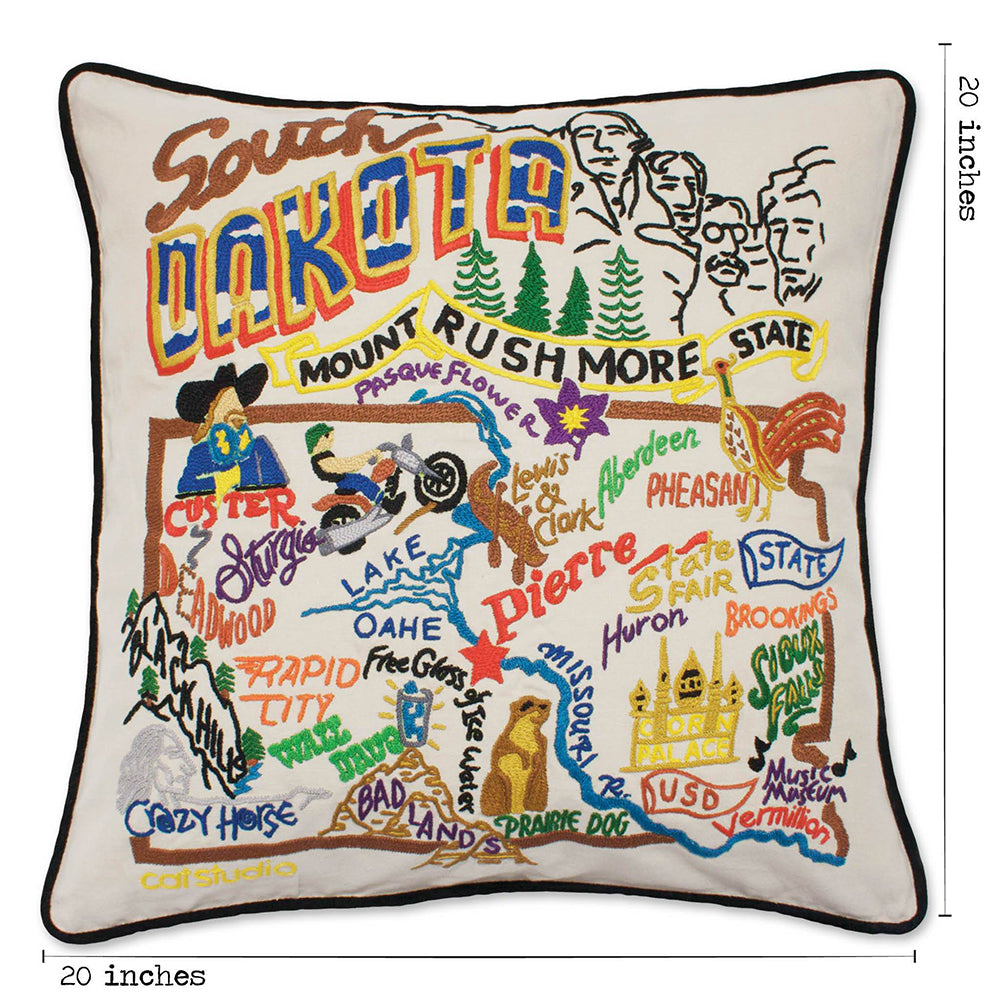 South Dakota Hand-Embroidered Pillow Quirks!