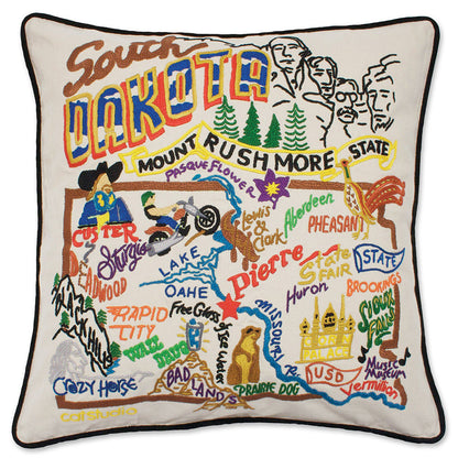 South Dakota Hand-Embroidered Pillow Quirks!