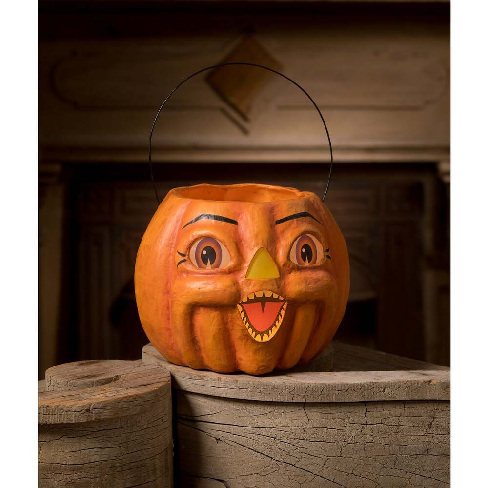 Spunky Pumpkin Bucket Paper Mache by Bethany Lowe Designs Quirks!