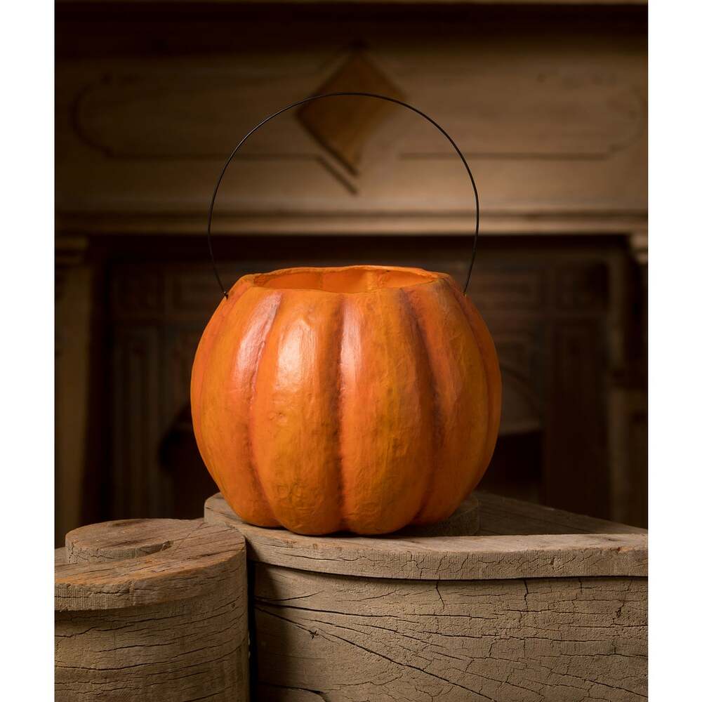 Spunky Pumpkin Bucket Paper Mache by Bethany Lowe Designs Quirks!