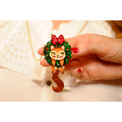 Squirrel in A Christmas Wreath Necklace by Laliblue
