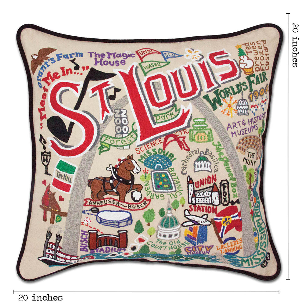 St. Louis Hand-Embroidered Pillow by CatStudio Quirks!