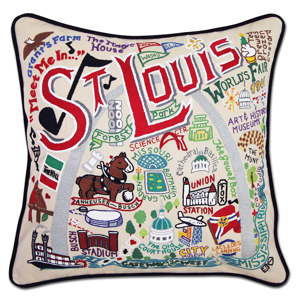 St. Louis Hand-Embroidered Pillow by CatStudio Quirks!