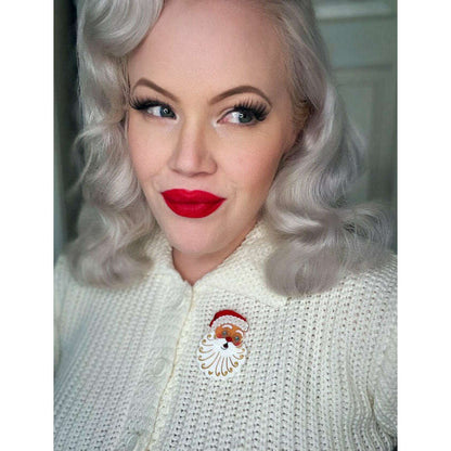 Starry Eyed Santa Brooch by 50's Vintage Dame x Lipstick & Chrome