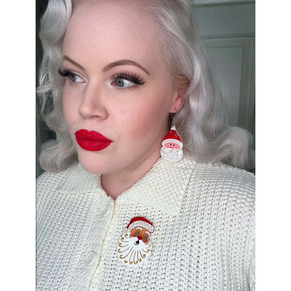 Starry Eyed Santa Brooch by 50's Vintage Dame x Lipstick & Chrome