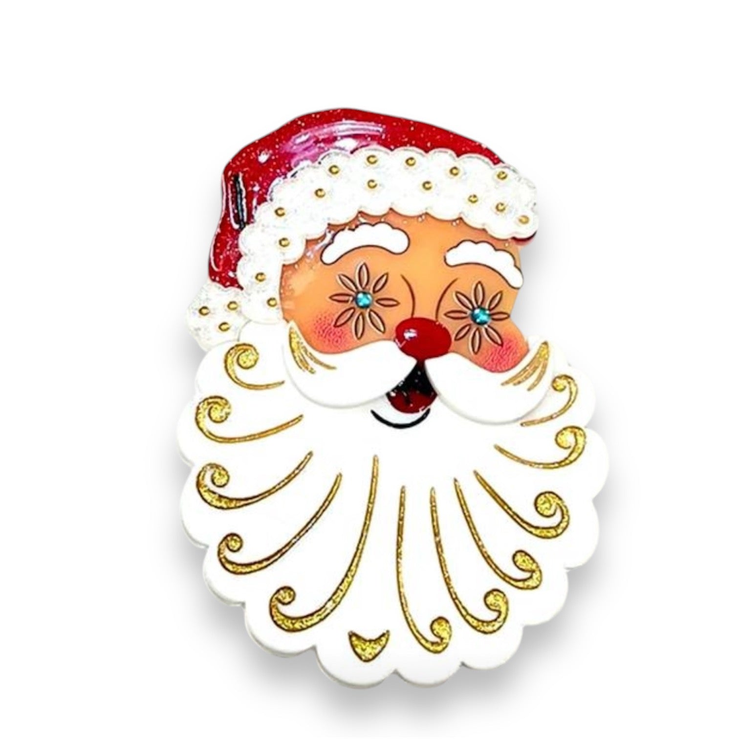 Starry Eyed Santa Brooch by 50's Vintage Dame x Lipstick & Chrome Quirks!