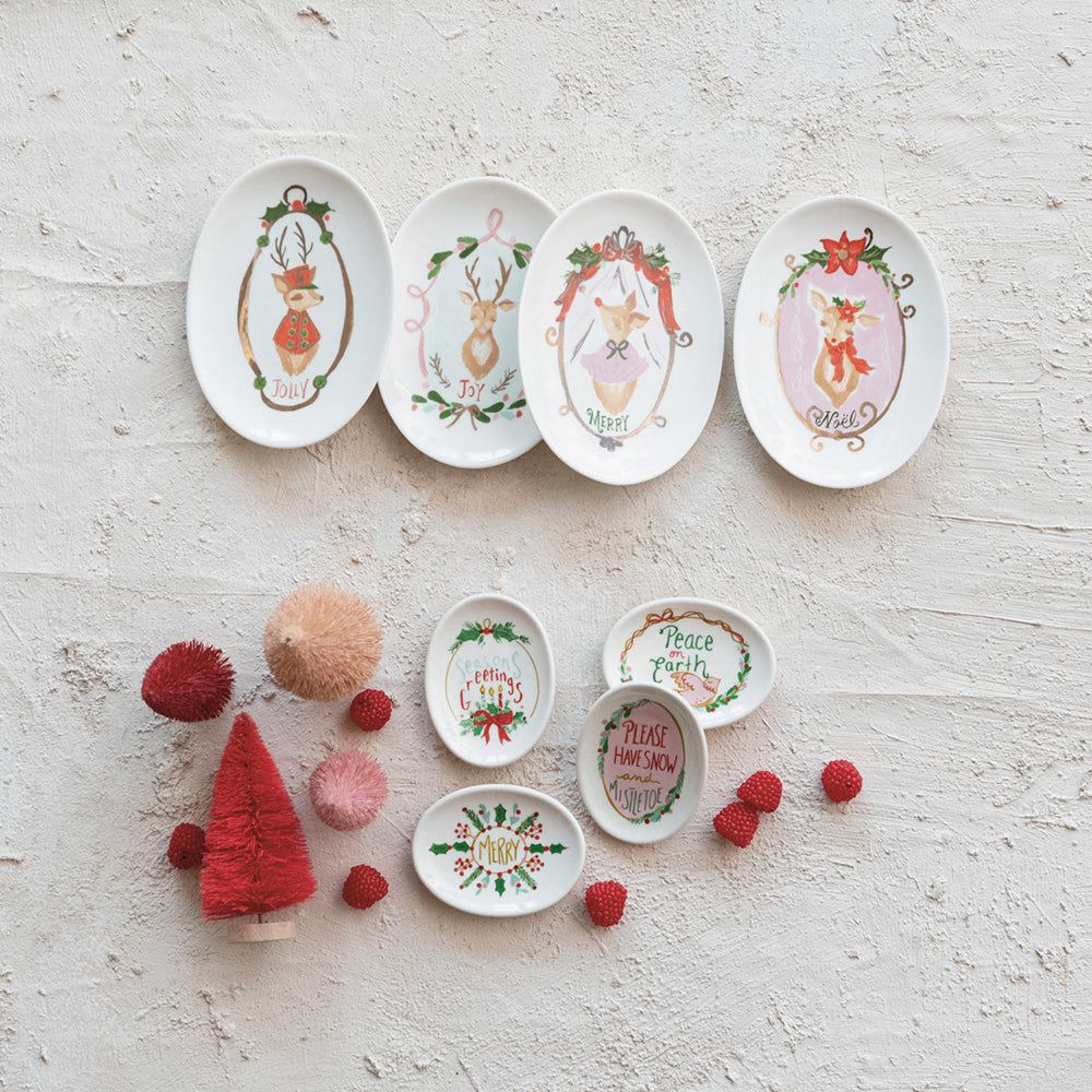 Stoneware Dish w/ Holiday Saying - Set of 4 Quirks!