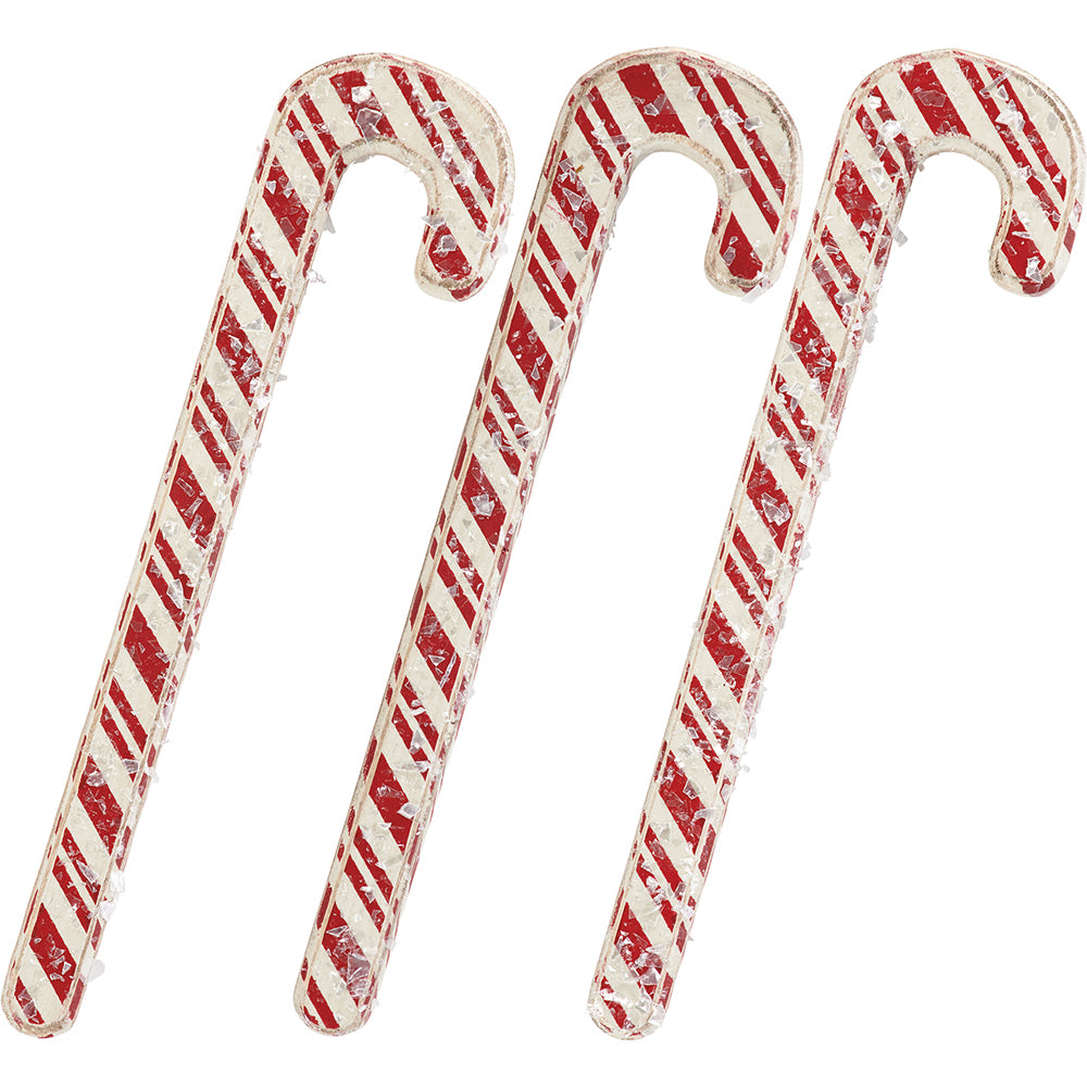 Striped 6" Vintage Wood Candy Cane Set of 3 Quirks!