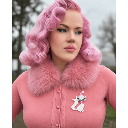 Swanky Pinkmas Kitty Brooch by Miss Fluff x Lipstick & Chrome