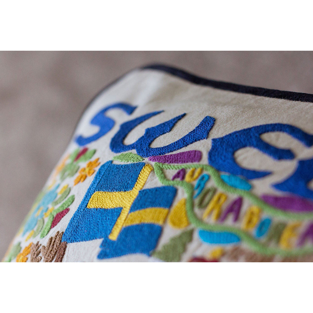 Sweden Hand-Embroidered Pillow Quirks!