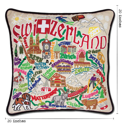 Switzerland Hand-Embroidered Pillow Quirks!