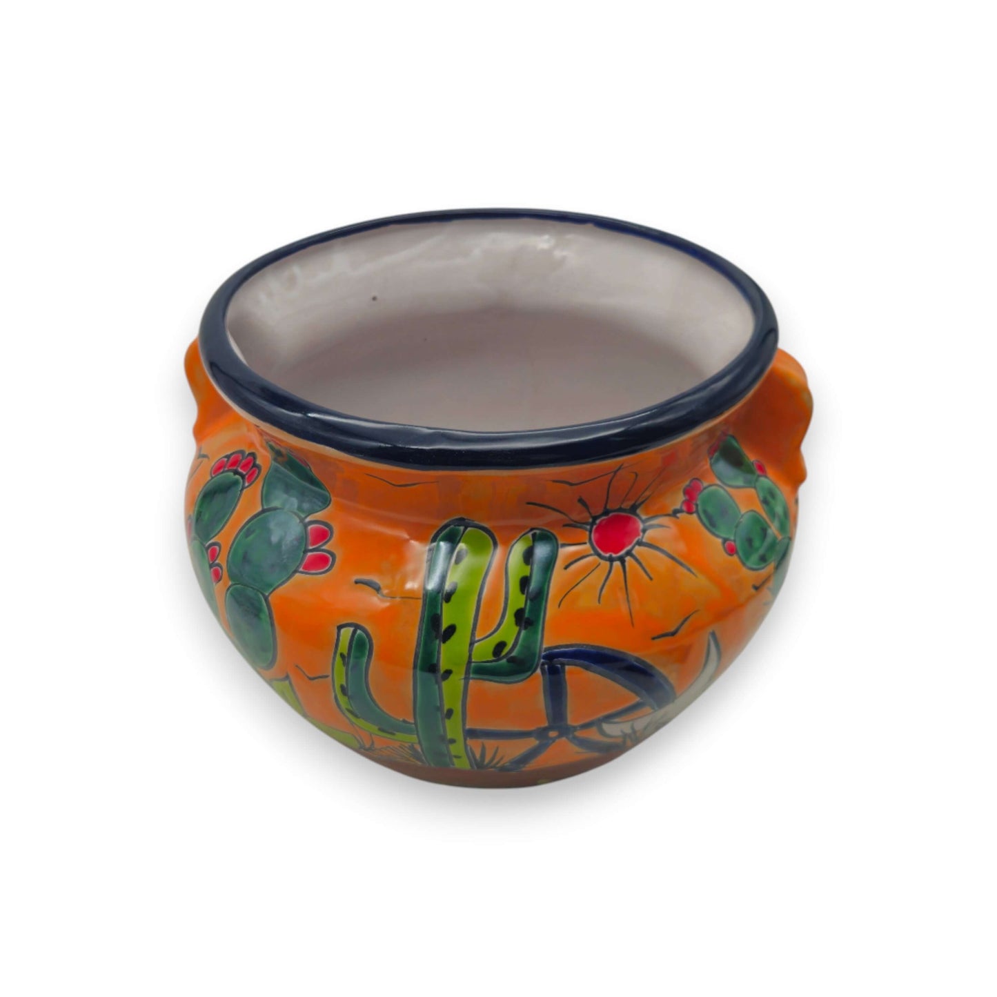 The Talavera Hub • Hand-Painted Talavera Cactus Flower Pot | Desert Michoacana