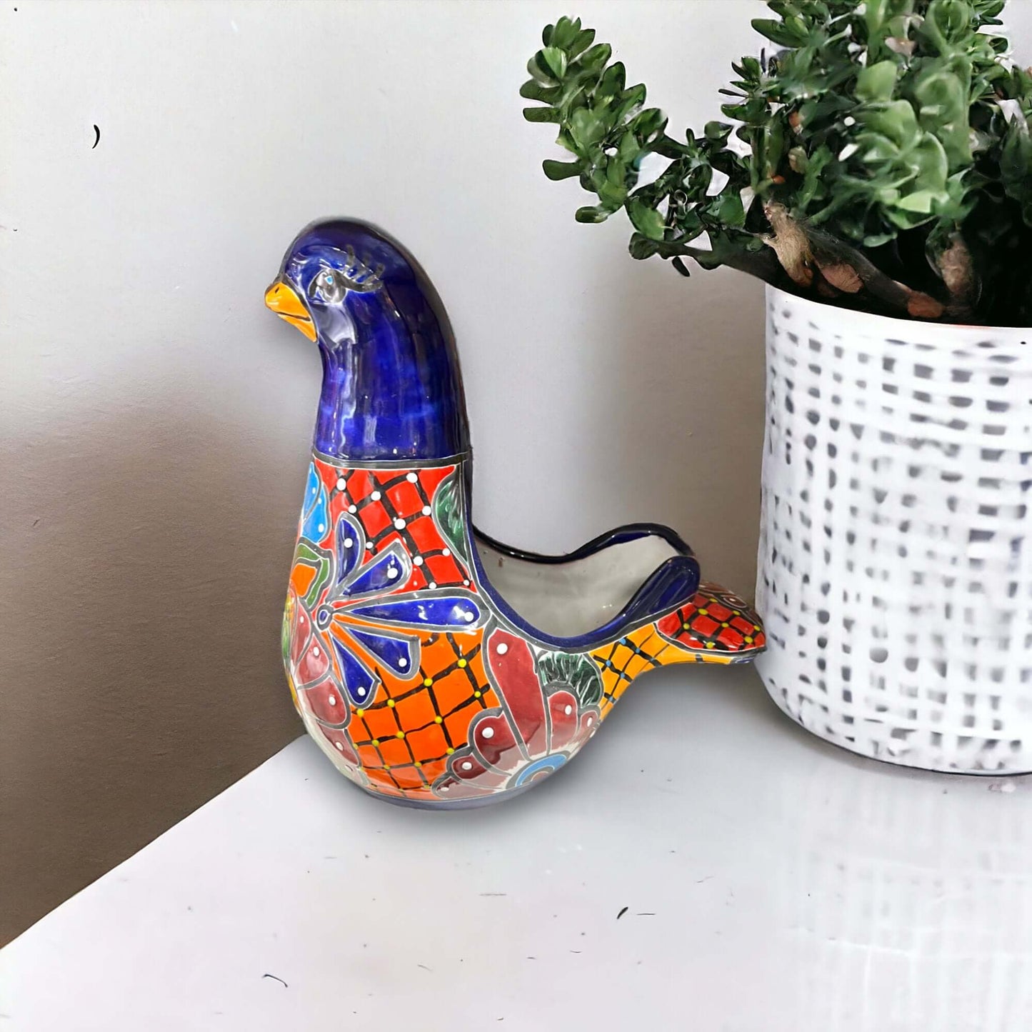 Talavera Dove Planter | Handcrafted Mexican Ceramic Bird Statue