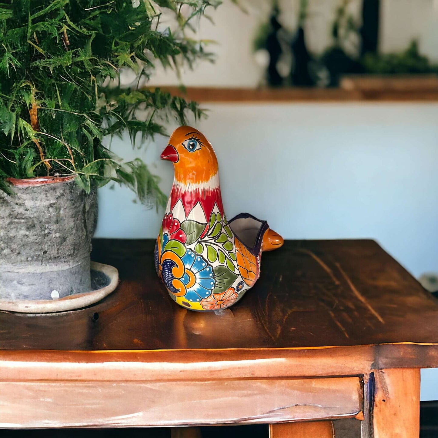 Talavera Dove Planter | Handcrafted Mexican Ceramic Bird Statue