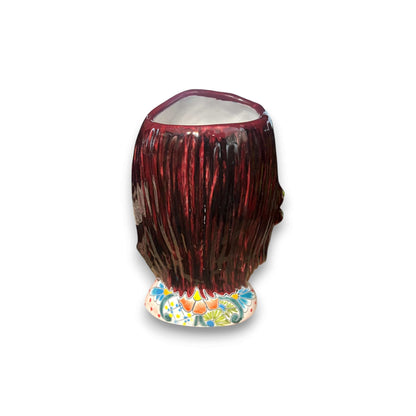 Talavera Sunflower Skull Planter | Handcrafted Day of the Dead Pot