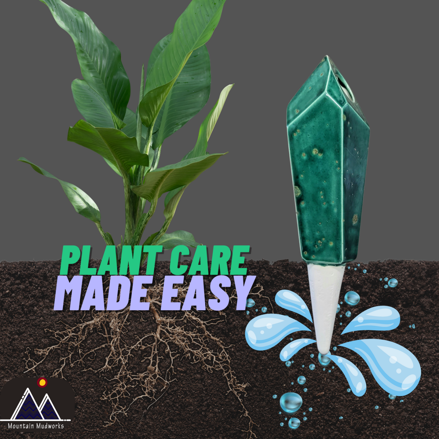 Tall Crystal Plant Watering Spike Mountain Mudworks