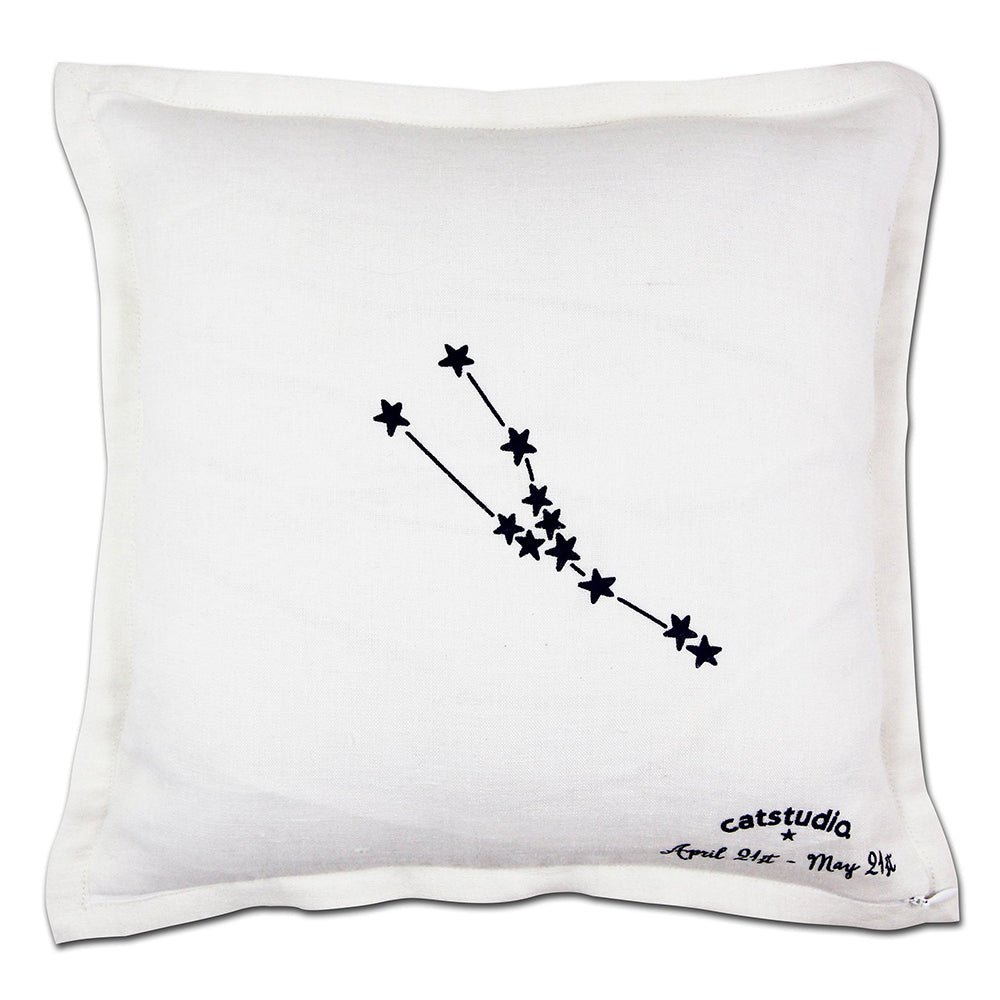 Taurus Astrology Hand-Embroidered Pillow by Cat Studio Quirks!