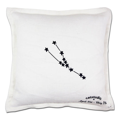 Taurus Astrology Hand-Embroidered Pillow by Cat Studio Quirks!