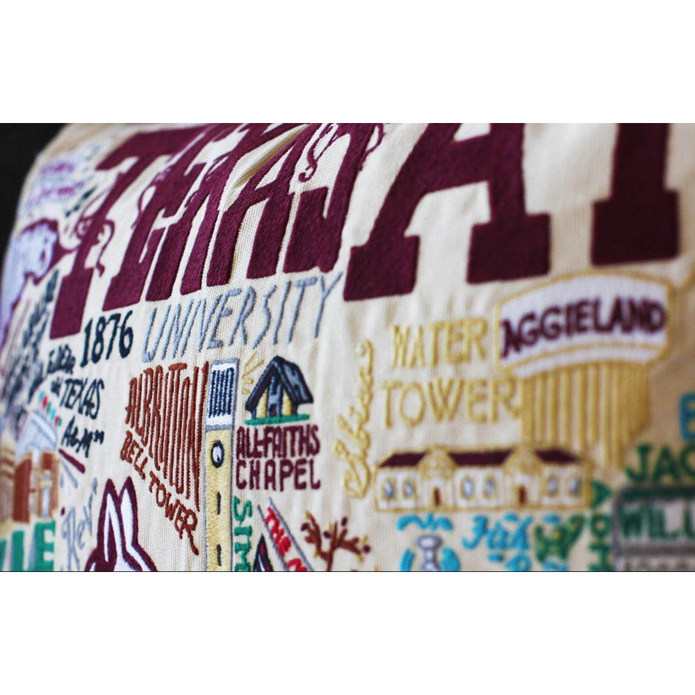 Texas A&M University Collegiate Embroidered Pillow by CatStudio Quirks!
