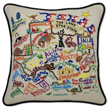 Texas Hand-Embroidered Pillow Quirks!