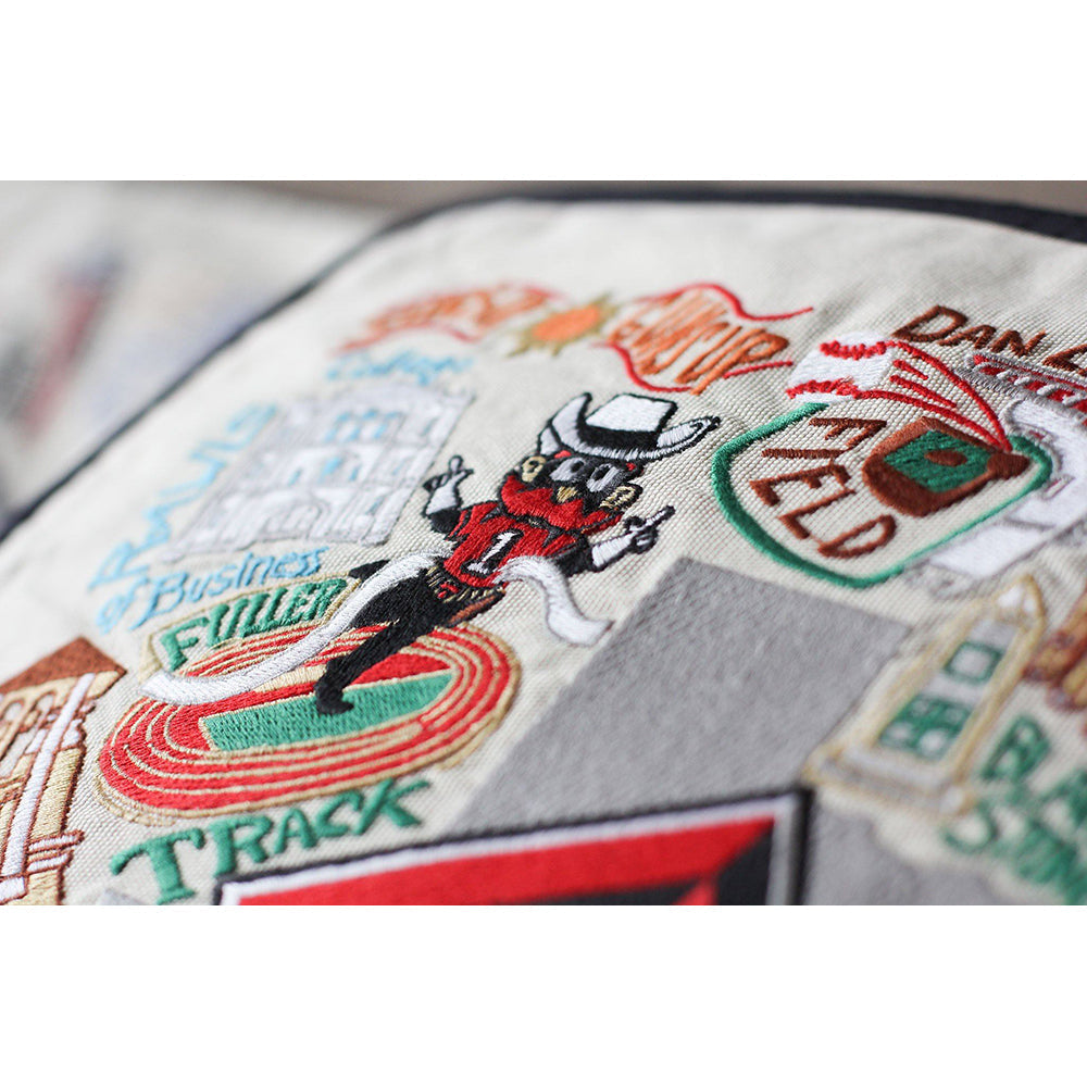 Texas Tech University Collegiate Embroidered Pillow by Cat Studio Quirks!
