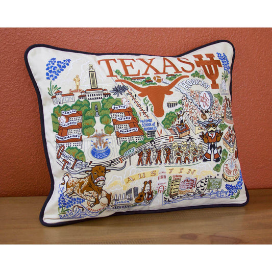 Texas, University of Collegiate Embroidered Pillow by CatStudio Quirks!