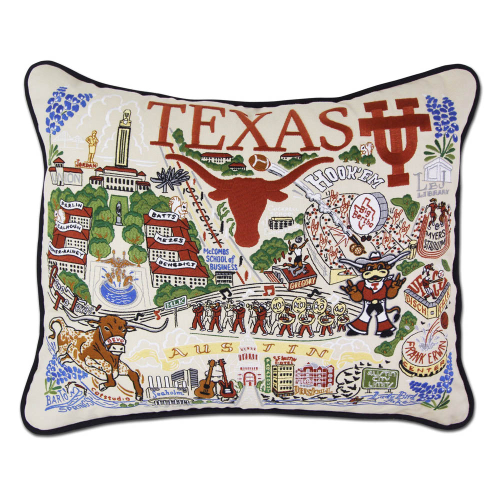 Texas, University of Collegiate Embroidered Pillow by CatStudio Quirks!