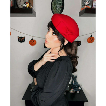 The Head-Turner Structured Beret by Lipstick & Chrome -RED