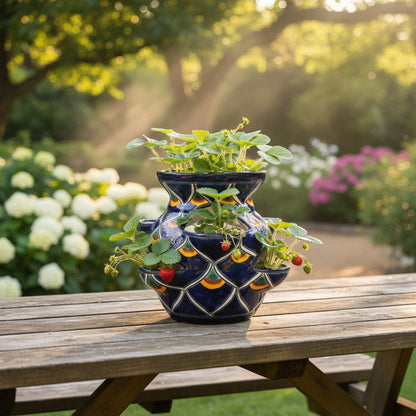 Talavera Strawberry Planter | Blue Peacock Design