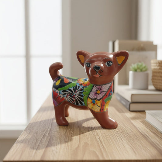 Talavera Chihuahua Dog Figurine | Handcrafted Mexican Art