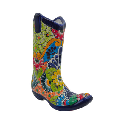 Talavera Boot Planter | Hand-Painted Mexican Flower Pot Art