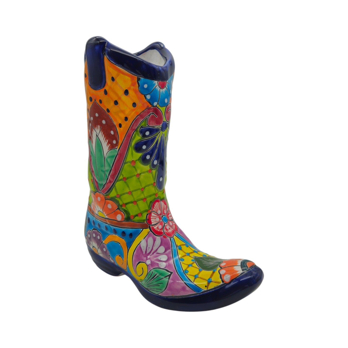 Talavera Boot Planter | Hand-Painted Mexican Flower Pot Art