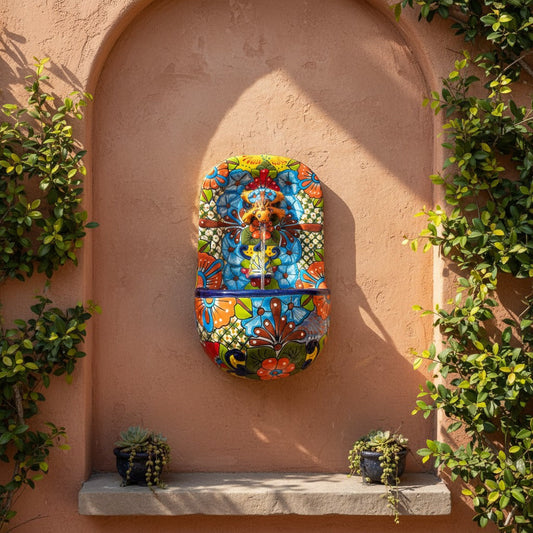 Talavera Wall Fountain | Handcrafted Mexican Ceramic Water Feature