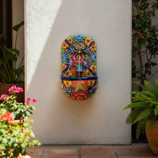 Talavera Wall Fountain | Handcrafted Mexican Ceramic Water Feature