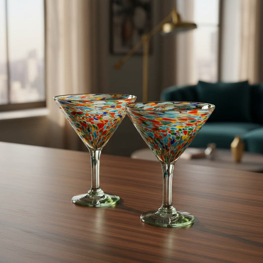Confetti Pebbled Martini Glass | Hand-Blown Mexican Barware