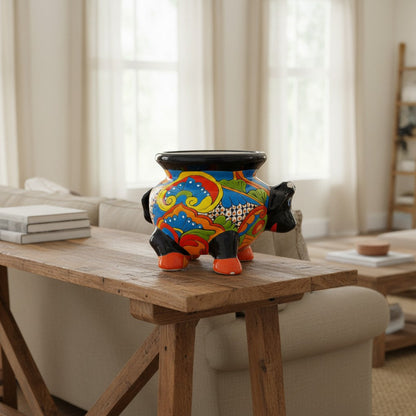 Talavera Cow Planter | Handcrafted Mexican Pottery for Home & Garden