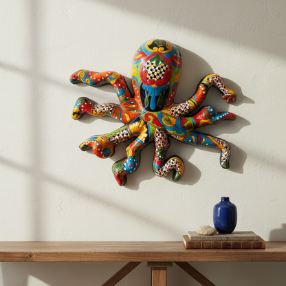 Mexican Handmade Octopus Wall Art | Hand Painted Talavera (Large)