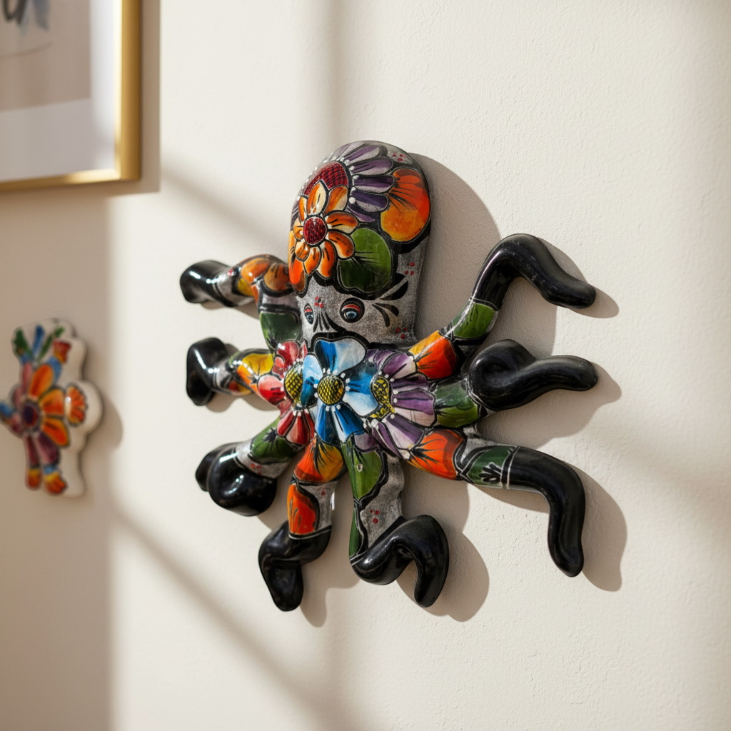 Mexican Handmade Octopus Wall Art | Hand Painted Talavera (Large)